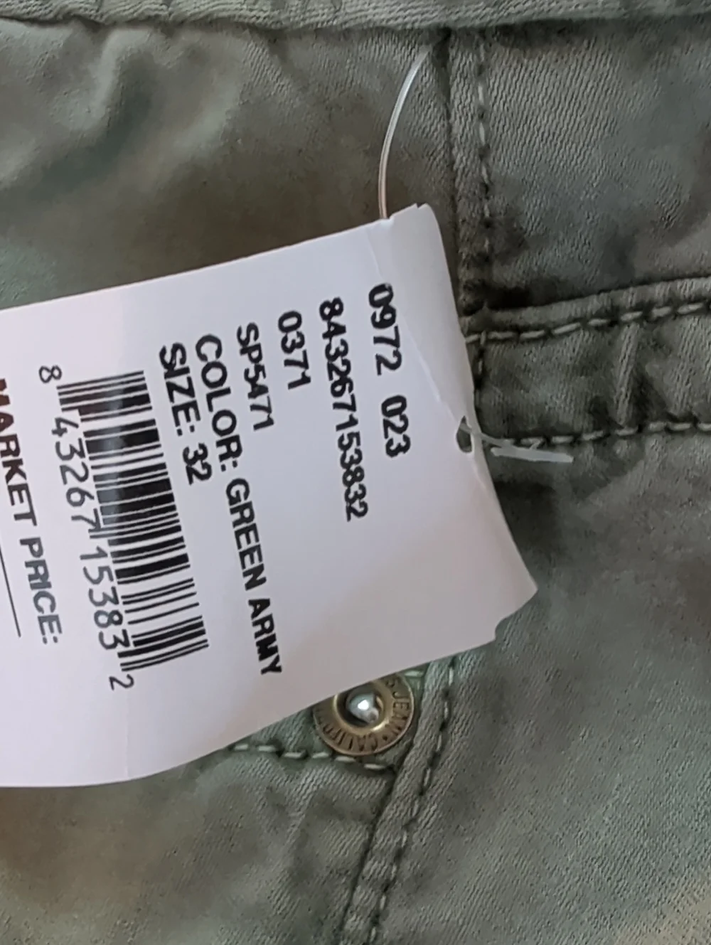 Robin's Jean Marlon Straight Leg Jean Pants Pale Army Green Size 32 New